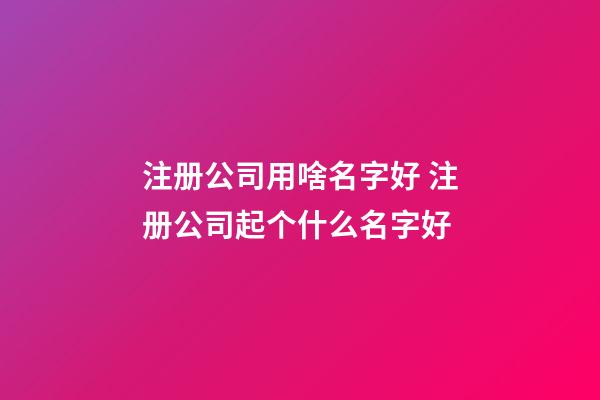 注册公司用啥名字好 注册公司起个什么名字好